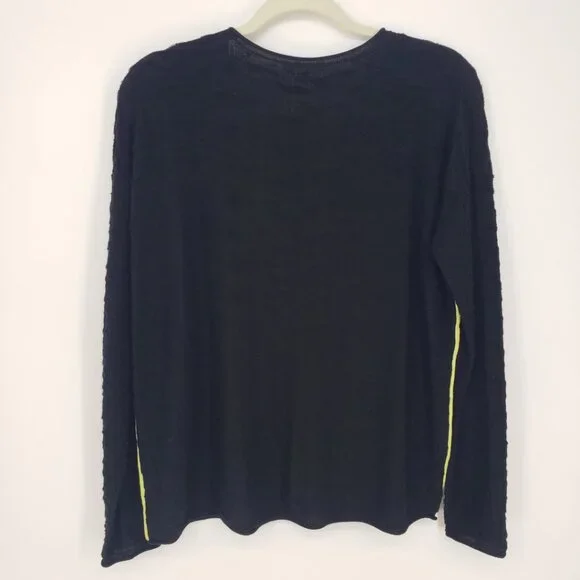 Lisa Todd Hello Weekend Pullover Sweater M Womens Chenille Embroidered Black - Picture 3 of 10